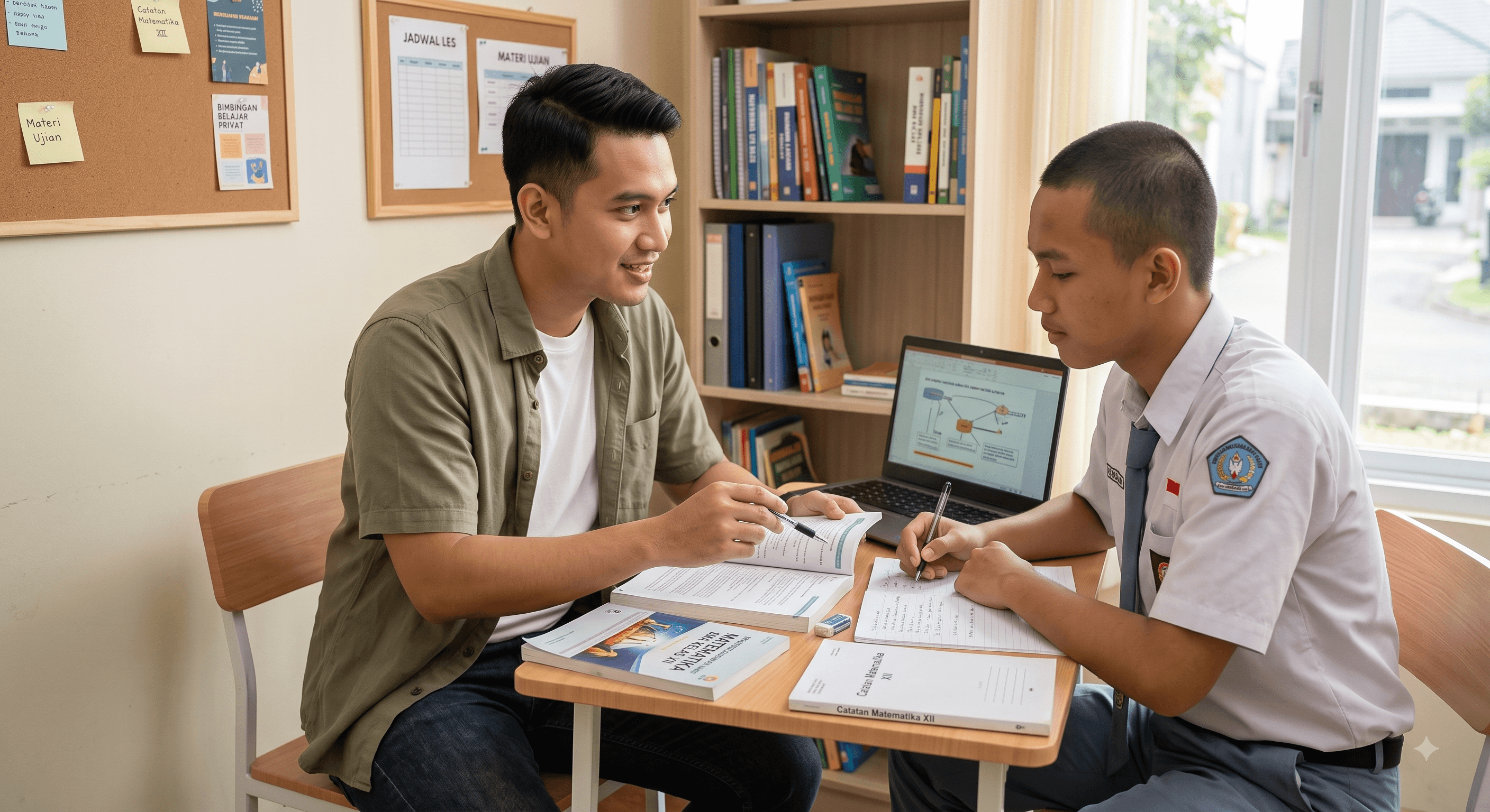 Tutor membimbing siswa belajar satu per satu